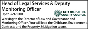 oxfordshire june 22 head of legal services