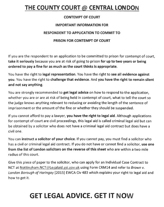 Committal legal aid notice page 1